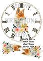 Fox & Floral Clock Decoupage Rice Paper – CLOCK 5001a