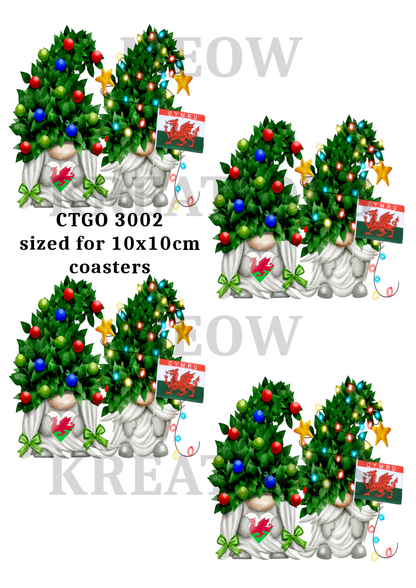 Gonk Christmas Tree Welsh Flag Decoupage Rice Paper - CTGOW 3002