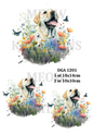 Labrador & Flowers Decoupage Rice Paper - DGA 1201