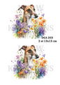 Floral Greyhound Portraits Decoupage Rice Paper - DGA 203
