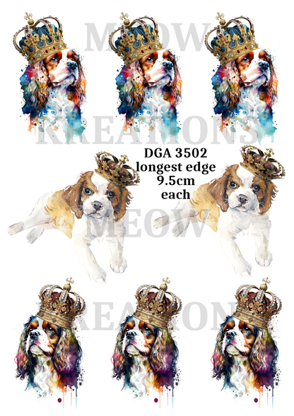 Cocker Spaniels Wearing Crowns Decoupage Rice Paper - DGA 3502