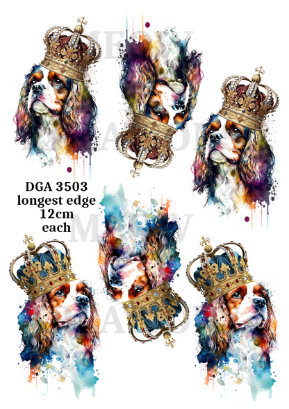 Cocker Spaniels Wearing Crowns Decoupage Rice Paper - DGA 3503