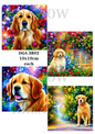 Golden Retriever Colourful Garden Decoupage Rice Paper - DGA 3802