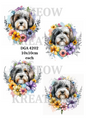 Bichon Frise Floral Watercolour Decoupage Rice Paper - DGA 4202