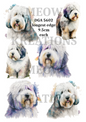 Old English Sheepdog Watercolour Decoupage Rice Paper - DGA 5602