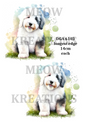 Old English Sheepdog Watercolour Decoupage Rice Paper - DGA 6103