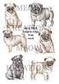 Pug Dog Collection Decoupage Rice Paper - DGA 7802
