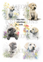 Labrador Puppy & Flowers Decoupage Rice Paper - DGA 902