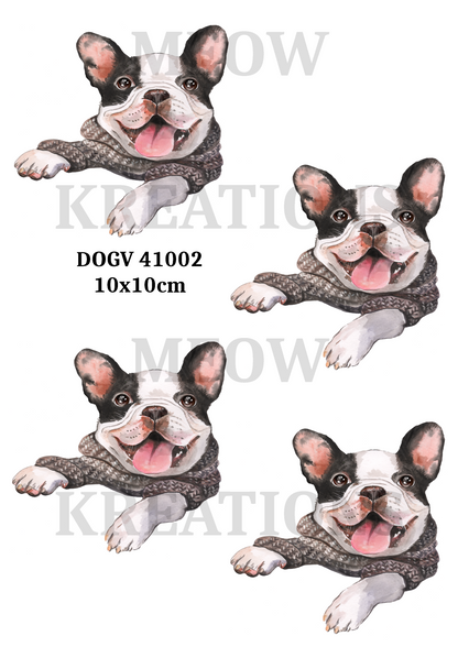 French Bulldog in Jumper Decoupage Rice Paper - DOGV 41002