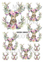 Stag with Floral Crown Decoupage Rice Paper - DEER 18001