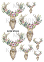 Stag with Floral Crown Decoupage Rice Paper - DEER 19001