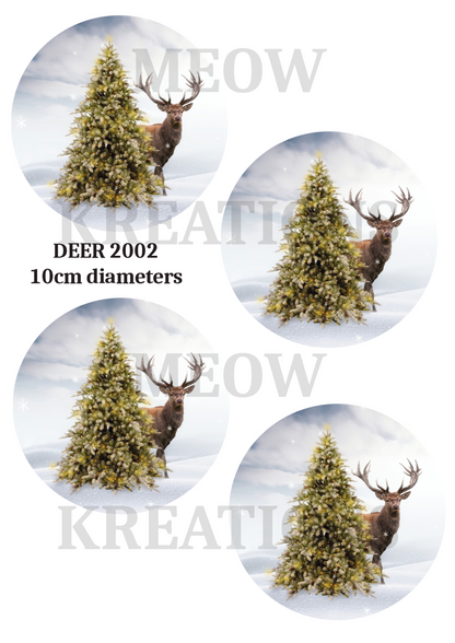 Stag & Christmas Tree Decoupage Rice Paper - DEER 2002