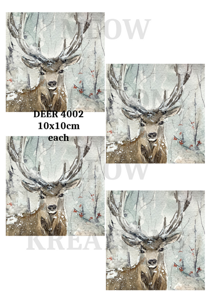Stag Winter Woodland Decoupage Rice Paper - DEER 4002
