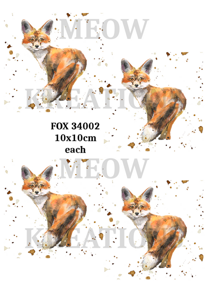 Watercolour Red Fox Decoupage Rice Paper – FOX 34002