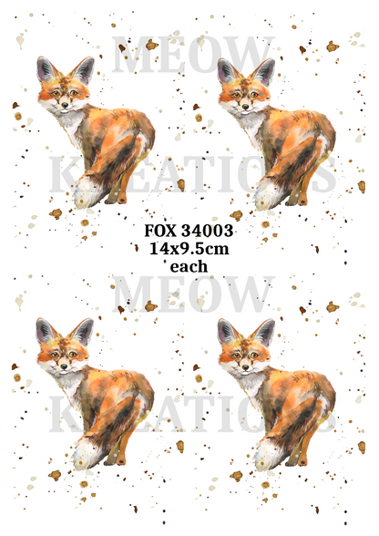Watercolour Red Foxes Decoupage Rice Paper – FOX 34003