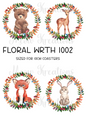Bear, Doe, Fox & Rabbit in Autumn Wreath Decoupage Rice Paper FLORAL WRTH 1002