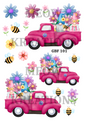 Gonk Bee & Pink Truck Decoupage Rice Paper - GBF 101