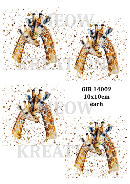 Watercolour Giraffe Pair Decoupage Rice Paper –GIR 14002