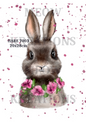 Floral Hare Portrait Decoupage Rice Paper - HARE 7003
