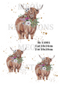 Highland Cow Floral Decoupage Rice Paper - HC 11001