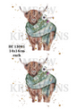 Highland Cow in Tartan Wrap Decoupage Rice Paper - HC 13001