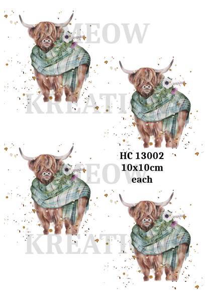 Highland Cow Decoupage Rice Paper - HC  13002