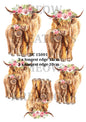 Highland Cow Floral Crown Decoupage Rice Paper - HC 15001