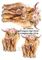 Highland Cow Floral Crown Decoupage Rice Paper - HC 15001a