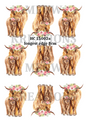 Highland Cow Floral Crown Decoupage Rice Paper - HC 15002a