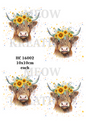 Highland Cow, Sunflower, Floral Crown, Decoupage Rice Paper - HC 16002