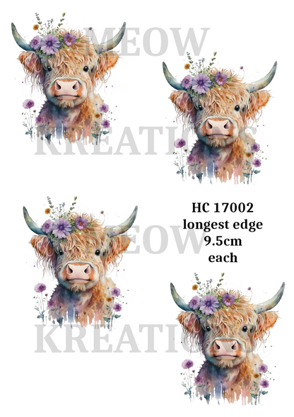 Highland Cow Decoupage Rice Paper - HC 17002