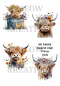 Highland Cow Floral Crown Decoupage Rice Paper - HC 18002