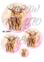 Highland Cow Floral Crown Decoupage Rice Paper - HC 2001