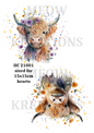 Highland Cow Floral Crown Decoupage Rice Paper - HC 21001