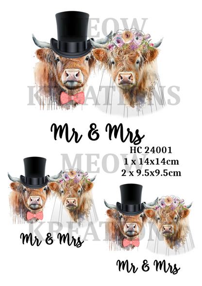 Highland Cow Marriage Decoupage Rice Paper - HC 24001