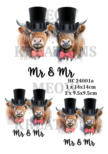 Highland Cow Marriage Decoupage Rice Paper - HC 24001a