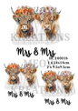 Highland Cow Marriage Decoupage Rice Paper - HC 24001b