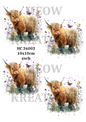 Highland Cow in Flowers Decoupage Rice Paper - HC 26002
