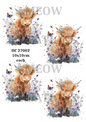 Highland Cow in Flowers Decoupage Rice Paper - HC 27002