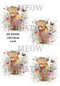 Highland Cow in Flowers Decoupage Rice Paper - HC 29002