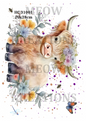 Highland Cow Floral Crown Decoupage Rice Paper - HC 31001