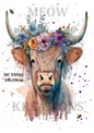 Highland Cow Floral Crown Decoupage Rice Paper - HC 33001