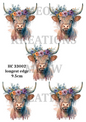 Highland Cow Floral Crown Decoupage Rice Paper - HC 33002