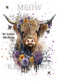 Highland Cow Floral Crown Decoupage Rice Paper - HC 34001