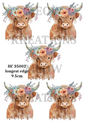 Highland Cow Floral Crown Decoupage Rice Paper - HC 35002