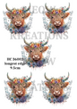 Highland Cow Floral Crown Decoupage Rice Paper - HC 36002