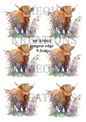 Highland Cow in Flowers Decoupage Rice Paper - HC 37002