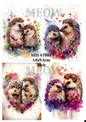 Hedgehog Couples in Love Valentine Decoupage Rice Paper - HED 47001