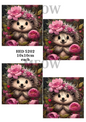 Cute Hedgehog & Pink Roses Decoupage Rice Paper - HED 52002