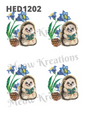 Hedgehog Reading & Blue Flowers Decoupage Rice Paper - HED 1202